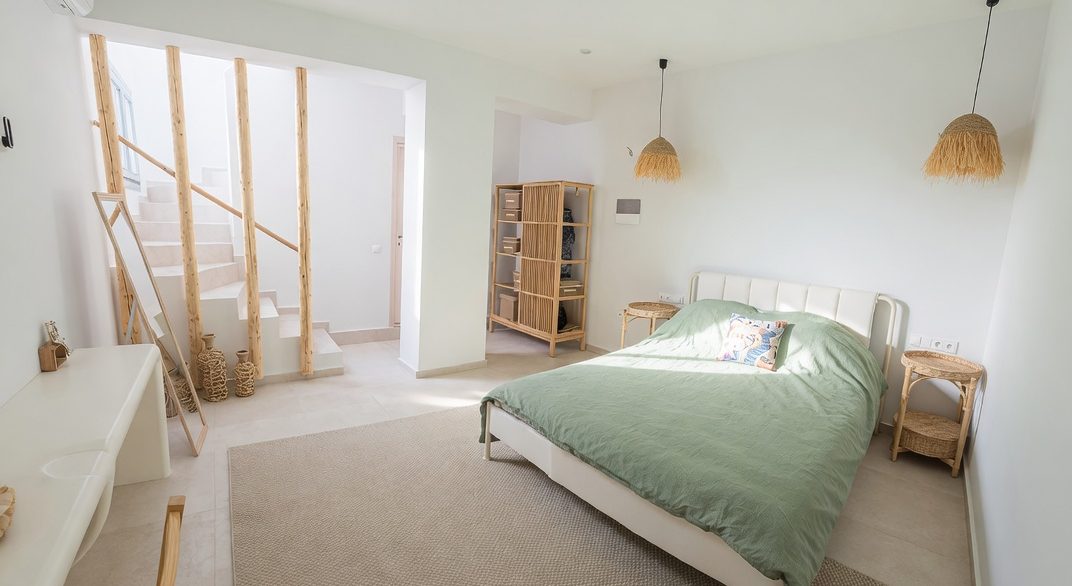 Alyki_Residences_nr3_downstairs_bedroom_double_bed_paros_holiday_rentals_greek_villa_paros